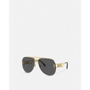 Versace VE2255 pilot sunglasses in gold-tone metal with dark grey lenses.